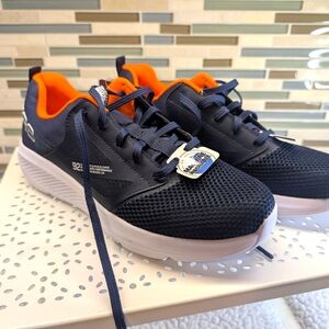 NEW Skechers Youth Go Run Elevate Blue & Orange Shoes, Air Cooled Goga Mat Sz 6